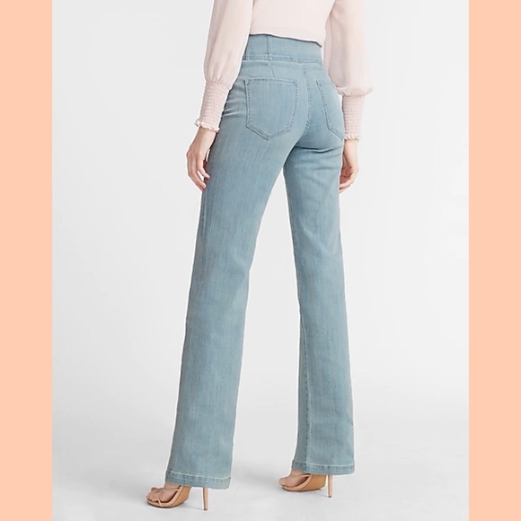 Express High Waisted Button Fly Wide Leg Jeans - Picture 2 of 8
